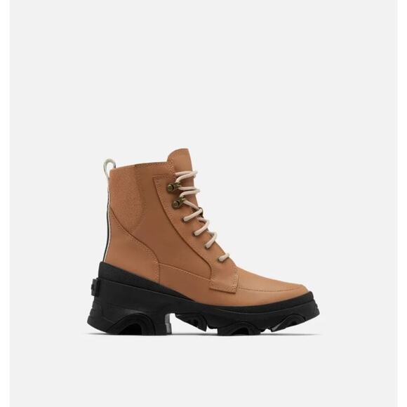 NEW SOREL Brex Lace Up Boot Women's 11 Tawny Brown Black Leather Rain Boot - Picture 3 of 13